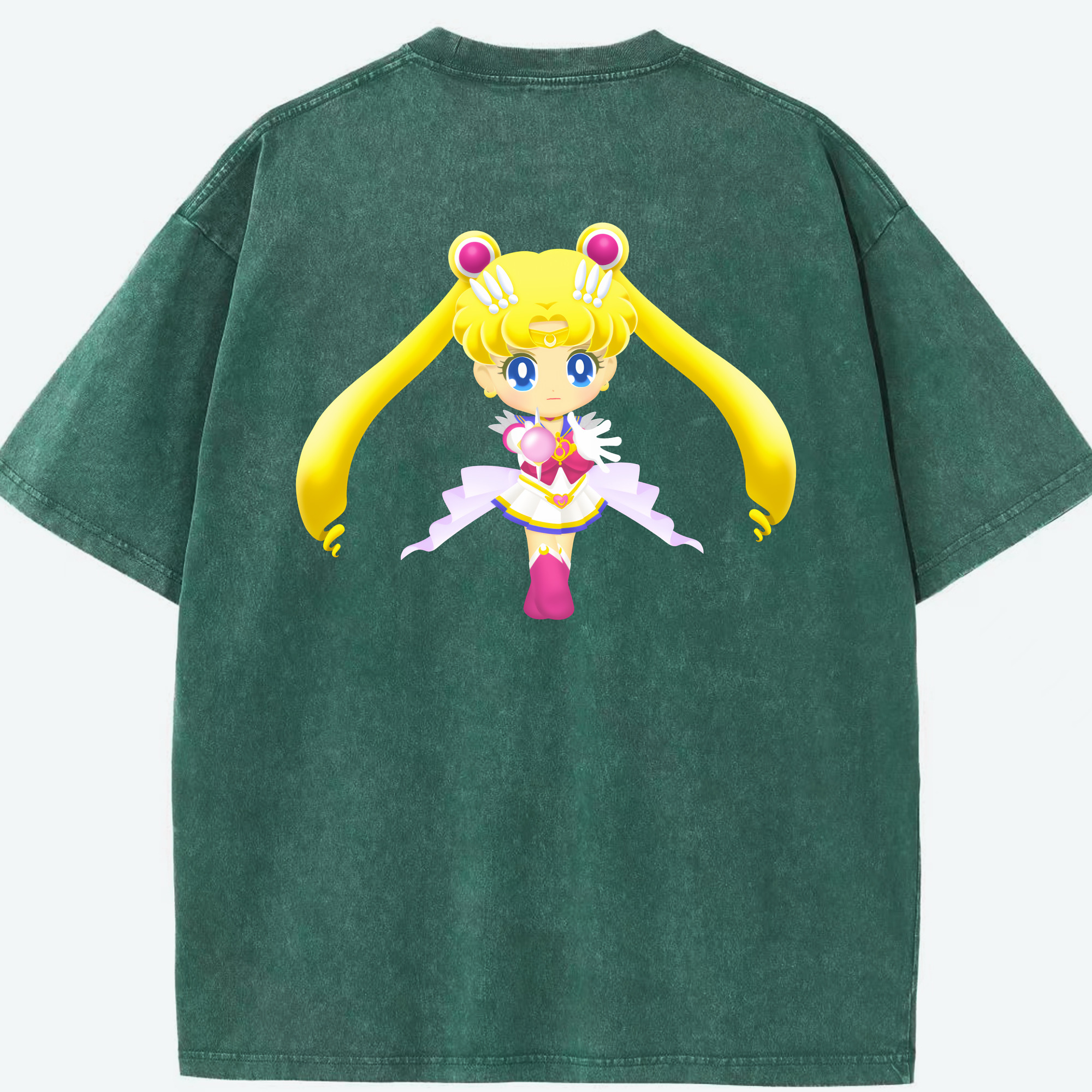 （画像用） 美少女戦士セーラームーン 月野 うさぎ つきの うさぎ Sailor Moon Tsukino Usagi 綿100% ヴィンテージ風 半袖Tシャツ（背面プリント）